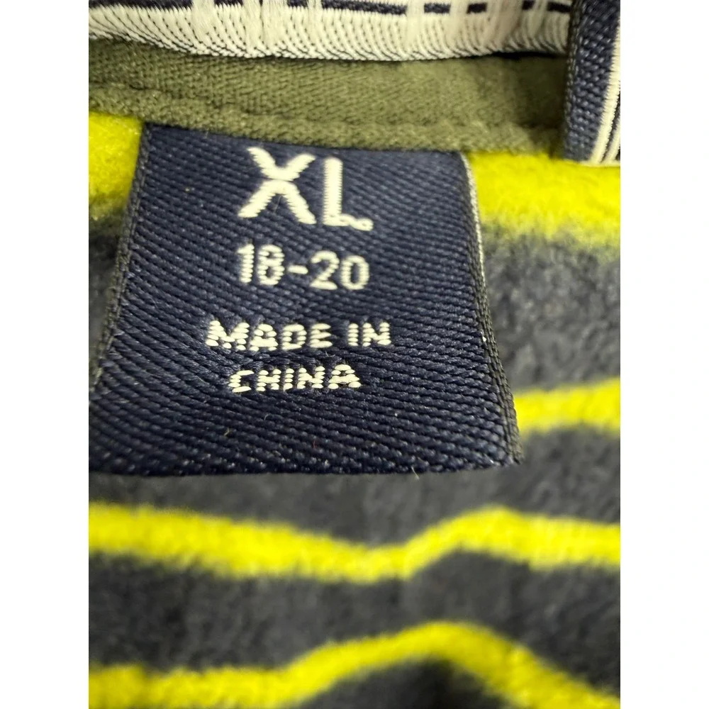 Lands‎ End Squall Grow Along Jacket Boys XL 18-20 Lime Green Navy Fleece Zip Out